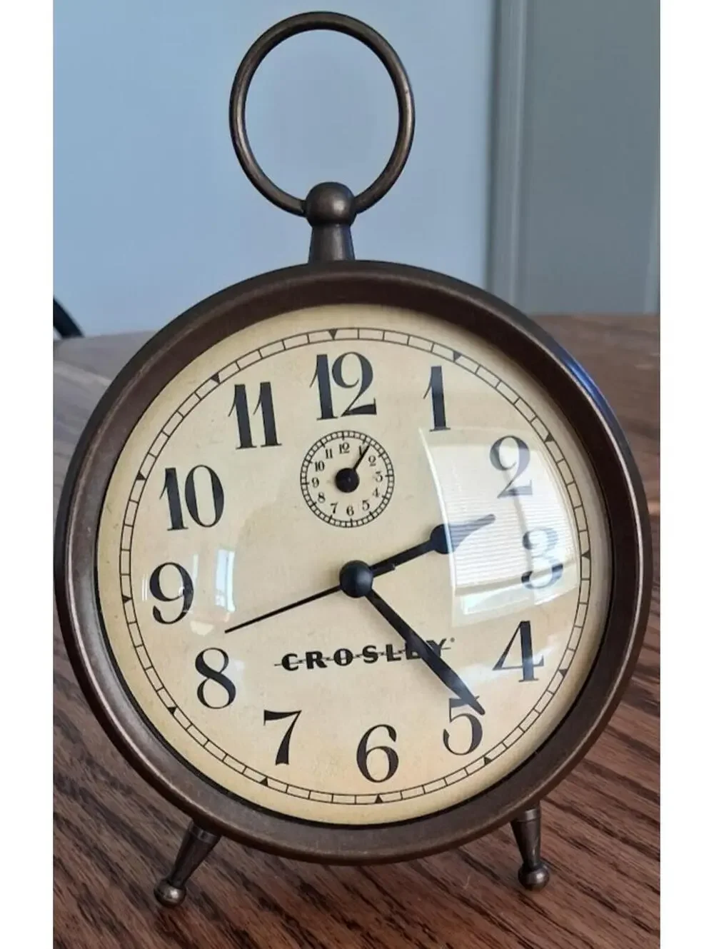 Crosley Vintage Metal Alarm Clock (Model 33301) classic pocket-watch style ring
